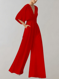 Damen eleganter Jumpsuit mit weitem Bein | Hochzeitsgäste – Rot