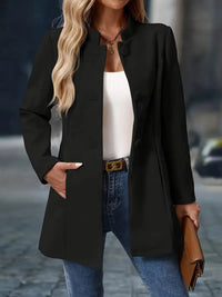 Marie | Damen Eleganter Stehkragen Women Coat Figurbetonter Blazer – Schwarz