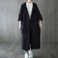 Damen eleganter weiter Trenchcoat | Wasserdichte – Schwarz