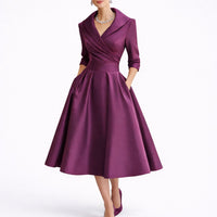 Leonie | Damen Elegantes A-Linien Midi-Kleid für Hochzeitsgäste im Herbst – Lila