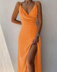 Damen elegantes langes Sommerkleid | Maxi – Orange