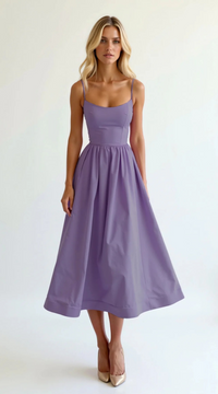 Damen elegantes Vintage-Sommerkleid | Midi – Lila