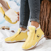 Frieda | Damen Gefütterte Ankle Boots Kunstleder Reißverschluss Winterstiefeletten – Gelb