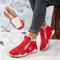 Frieda | Damen Gefütterte Ankle Boots Kunstleder Reißverschluss Winterstiefeletten – Rot