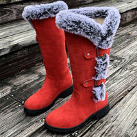 Hannah | Damen Gefütterte Kniehohe Stiefel mit Plüschbesatz – Rot