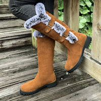 Hannah | Damen Gefütterte Kniehohe Stiefel mit Plüschbesatz – Hellbraun