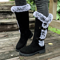 Hannah | Damen Gefütterte Kniehohe Stiefel mit Plüschbesatz – Schwarz