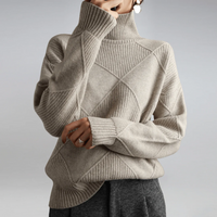 Damen gemütlicher Pullover | Rollkragen – Grau