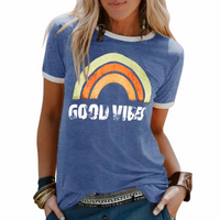 Damen Good-Vibes-T-Shirt | Kurzarm – Blau