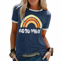 Damen Good-Vibes-T-Shirt | Kurzarm – Dunkelblau