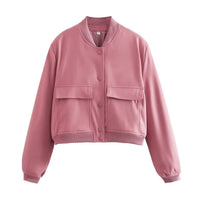 Damen Jacke mit Reißverschluss und zwei Fronttaschen – Rosa