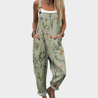 Damen Jumpsuit mit Wildblumen-Print und Seitentaschen – Grün mit Blumenprint