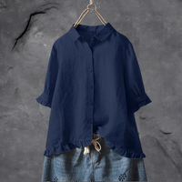 Damen klassische elegante Bluse | Kurzarm – Marine
