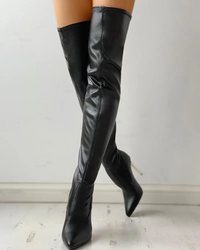 Damen klassische schwarze Overknee-Stiefel | Hohe – Schwarz