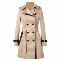 Damen klassischer Winter-Trenchcoat | Lang – Beige