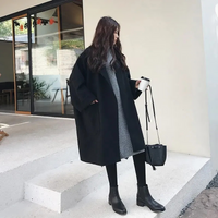 Damen klassischer Winter-Trenchcoat | Übergroß – Schwarz