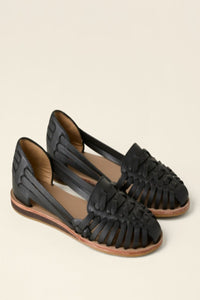 Greta | Damen Komfortable Sandalen Orthopädische Keilabsatz-Flechtleder-Slipper – Schwarz