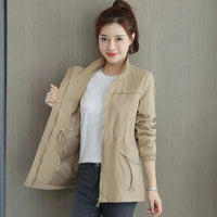 Luisa | Damen Kurzjacke leichte atmungsaktive Übergangsjacke mit Reißverschluss – Khaki