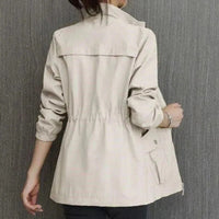 Luisa | Damen Kurzjacke leichte atmungsaktive Übergangsjacke mit Reißverschluss – Beige