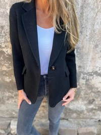 Damen lässige Herbstjacke | Leichte – Schwarz