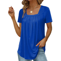 Damen lässige Sommerbluse | Kurzarm – Blau