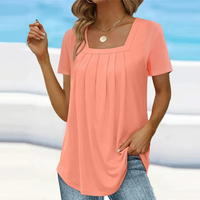Damen lässige Sommerbluse | Kurzarm – Rosa