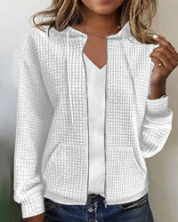 Damen lässiger Hoodie | Reißverschluss – Weiß