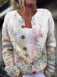 Charlotte | Damen Langarm Strick-Cardigan mit Blumenmuster – Stil 4