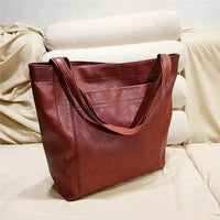 Elfriede | Damen Leder Tote Bag Geräumige Klassische Schultertasche – Rot