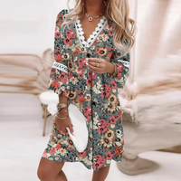 Damen luftiges Boho-Sommerkleid | Mini – Grau