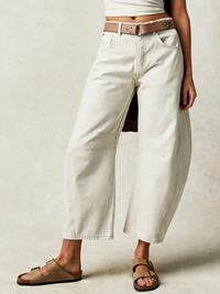 Damen moderne trendige Jeans | Baggy – Weiß