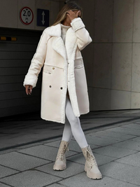 Damen modischer Wintermantel | Lang – Beige