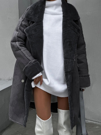 Damen modischer Wintermantel | Lang – Grau