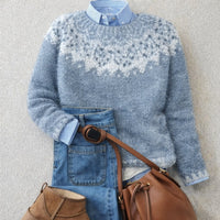 Johanna | Damen Nordischer Strick Sweater mit Relaxed Silhouette – Blau