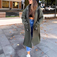 Marlene | Damen Oversized Hoodie Women Coat Langer Kapuzenmantel – Grün