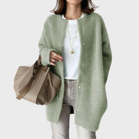 Clara | Damen Oversized Kaschmir Cardigan mit Druckknöpfen – Grün