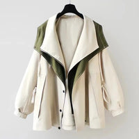 Hannah | Damen Oversized Trench Coat Wasserdichter Kurzmantel mit Doppelkragen – Weiß