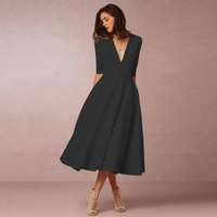 Damen schönes Vintage Prinzessinnenkleid | Midi – Schwarz