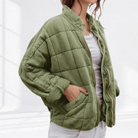 Nora | Damen Steppjacke leichte gefütterte Kurzjacke mit Reißverschluss – Salbeigrün