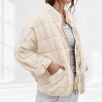 Nora | Damen Steppjacke leichte gefütterte Kurzjacke mit Reißverschluss – Creme