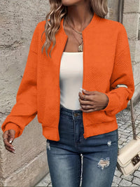 Annika | Damen Steppjacke leichte Zip-Up Bomberjacke strukturierter Stoff – Orange