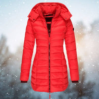 Emilia | Damen Steppjacke mit Kapuze tailliert warm gefüttert – Rot
