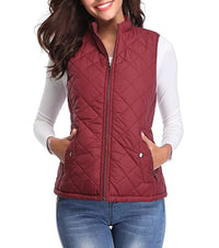 Leonie | Damen Steppweste leicht gefütterte Puffer Vest Women mit Reißverschluss – Bordeauxrot