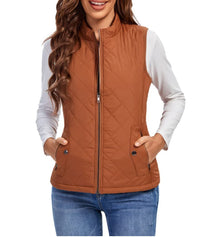 Leonie | Damen Steppweste leicht gefütterte Puffer Vest Women mit Reißverschluss – Khaki
