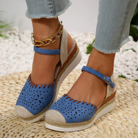 Damen stylische Espadrilles mit Knöchelriemen | Sommer – Blau