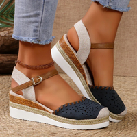 Damen stylische Espadrilles mit Knöchelriemen | Sommer – Marine