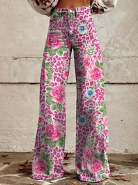 Damen stylische Jeanshose mit weitem Bein | Baggy – Rosa