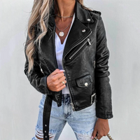 Damen stylische Moto-Jacke | Softshell – Schwarz