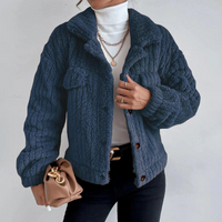 Teddy Damen Jacke Kurz | Elegant Warm – Blau