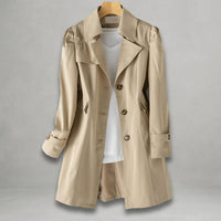 Katharina | Damen Trenchcoat eleganter Einreiher Baumwoll-Nylon-Mantel – Khaki